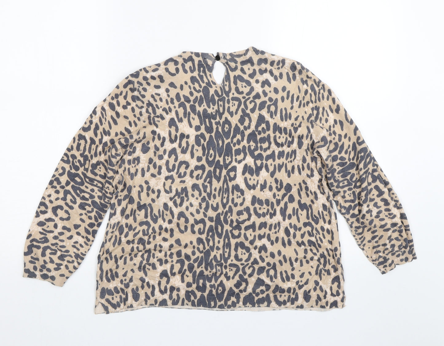 Oasis Womens Beige Animal Print  Pullover Jumper Size S