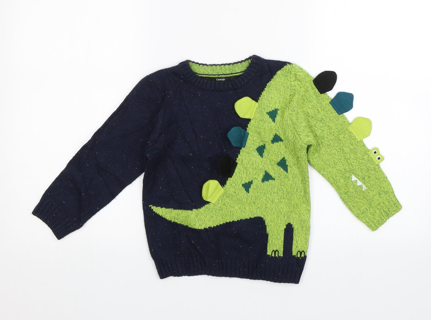 George Boys Blue   Pullover Jumper Size 3-4 Years  - DInosaur