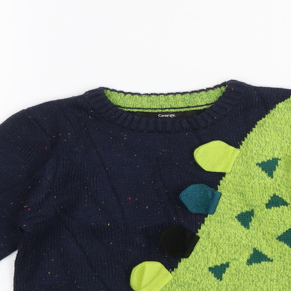 George Boys Blue   Pullover Jumper Size 3-4 Years  - DInosaur