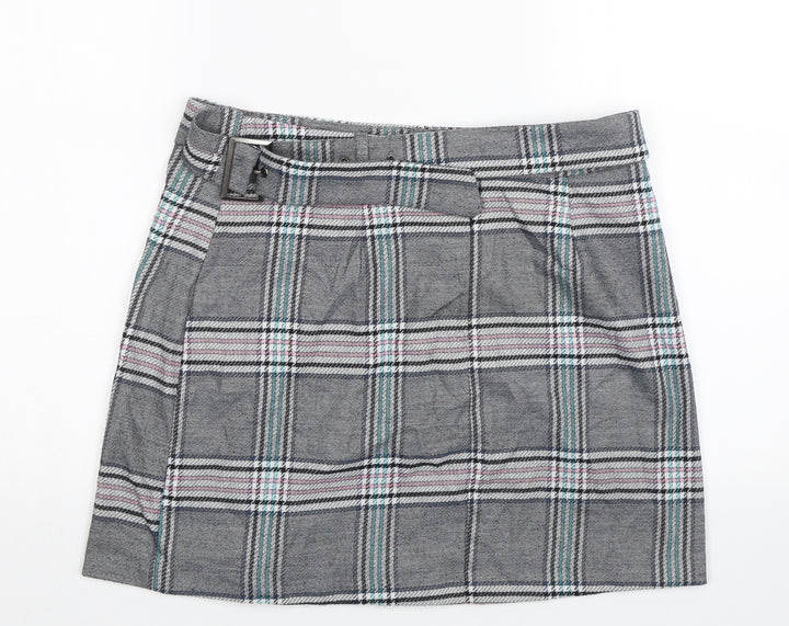 ASOS Womens Grey Plaid Mini Skirt Size 12