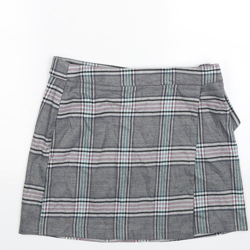 ASOS Womens Grey Plaid  Mini Skirt Size 12