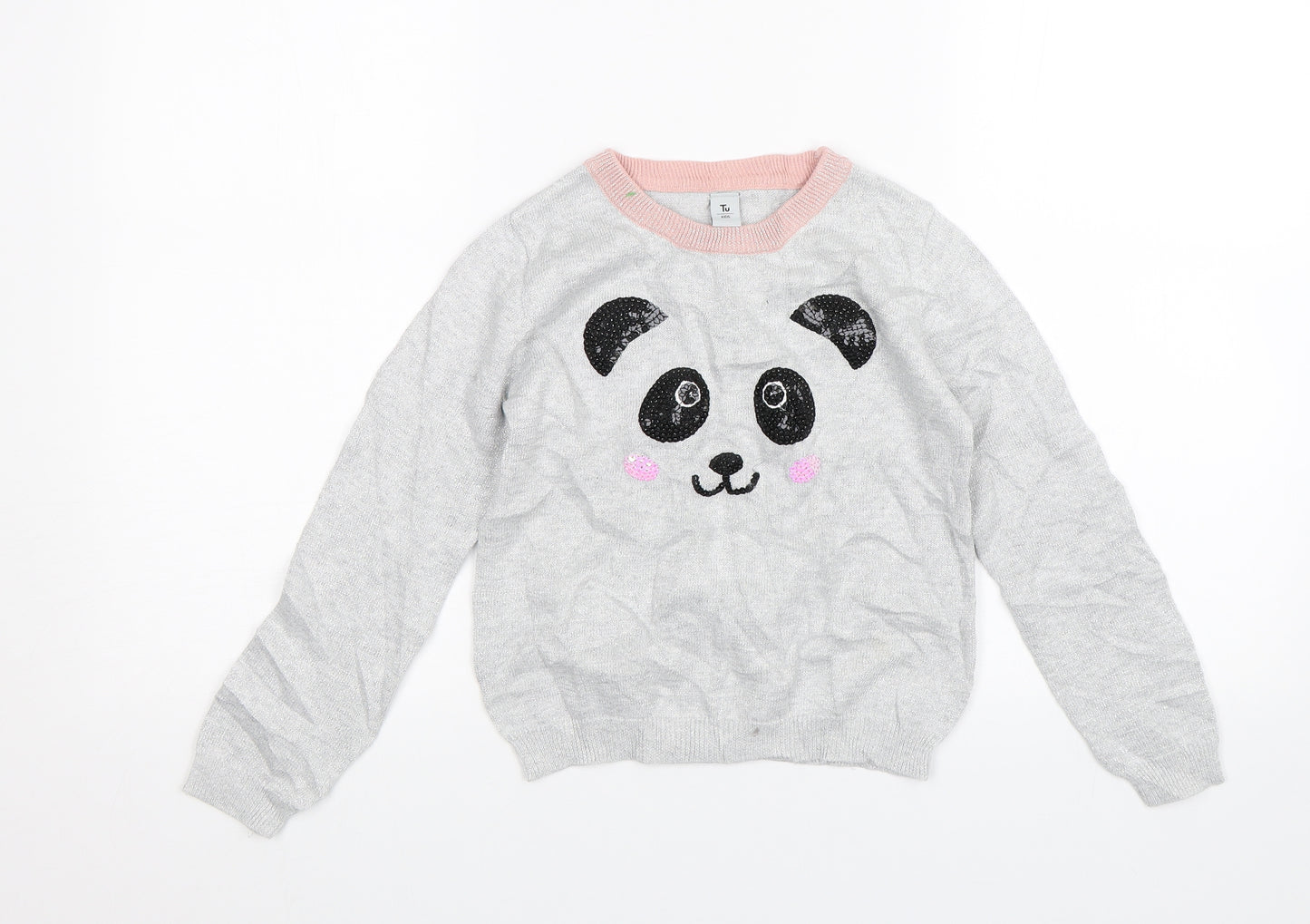 TU Girls Grey   Pullover Jumper Size 7 Years