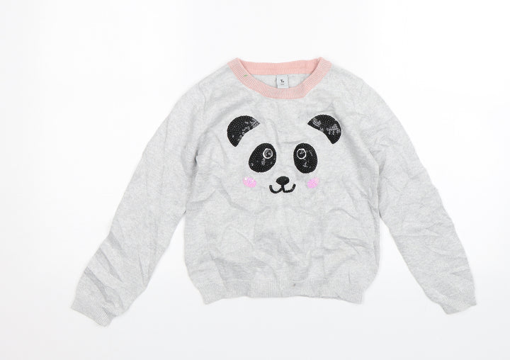 TU Girls Grey   Pullover Jumper Size 7 Years
