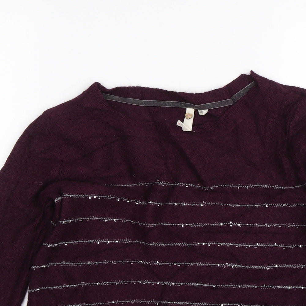 White Stuff Womens Purple Striped  Pullover Jumper Size 10