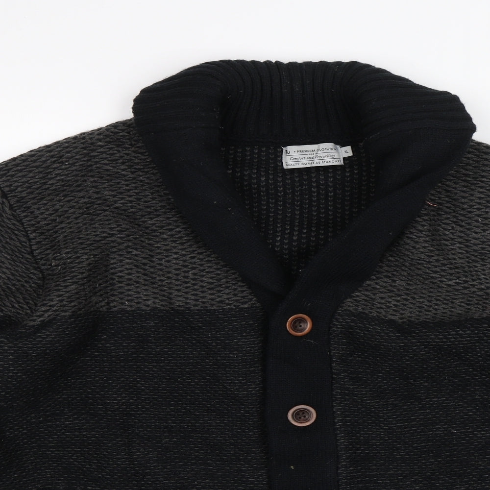 TU Mens Black   Cardigan Jumper Size XL
