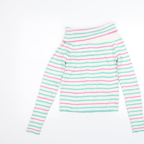 Nextgen Club Girls White Striped  Pullover Jumper Size L