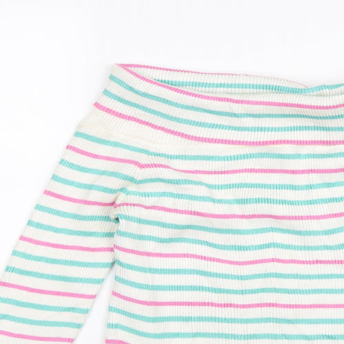 Nextgen Club Girls White Striped  Pullover Jumper Size L