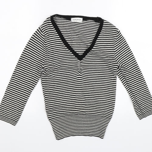 Topshop Womens Black Striped  Pullover Jumper Size 8