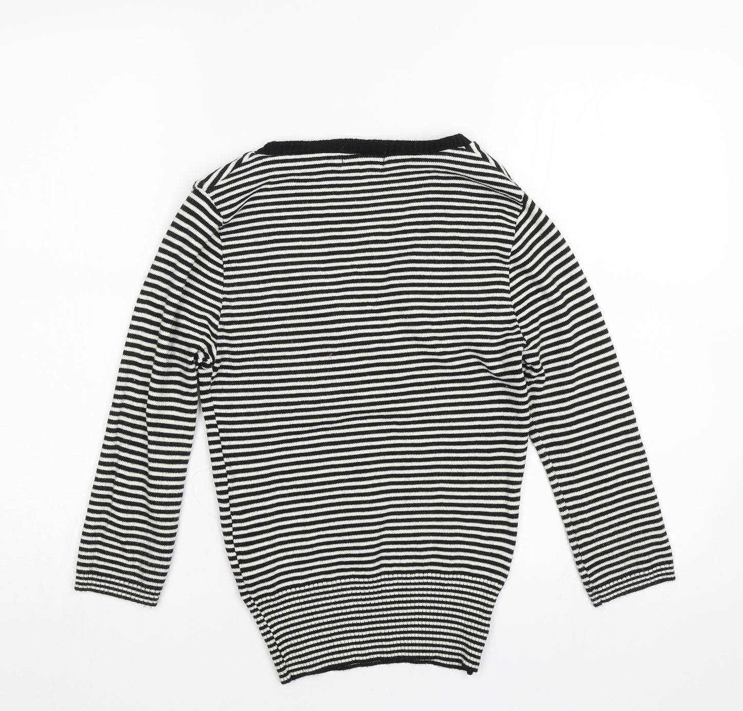 Topshop Womens Black Striped  Pullover Jumper Size 8