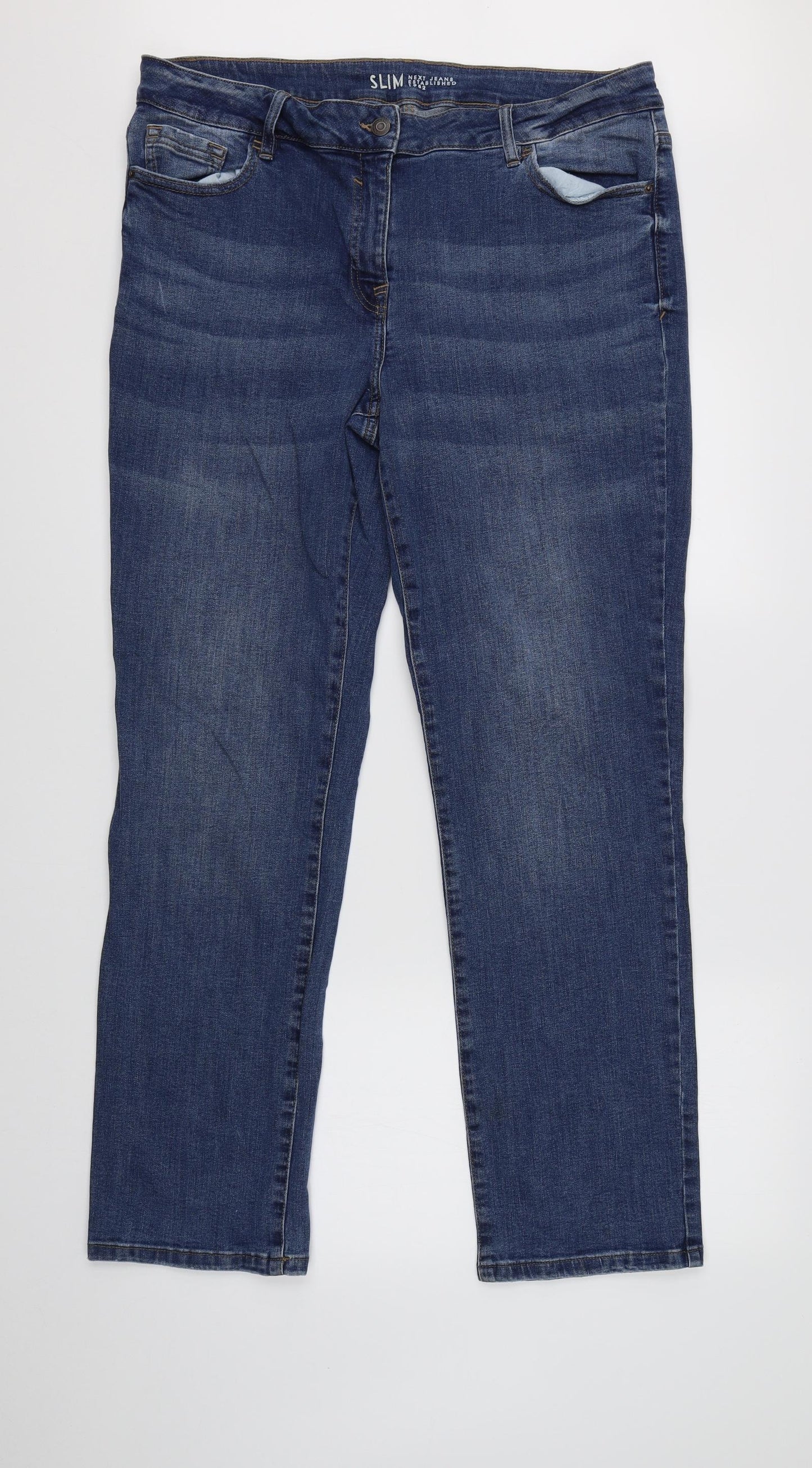 NEXT Womens Blue  Denim Straight Jeans Size 18 L30 in