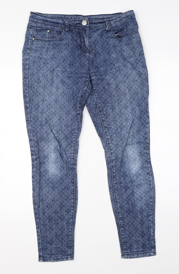 George Womens Blue Paisley Denim Skinny Jeans Size 10 L27 in