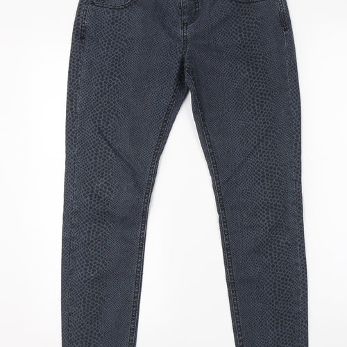 Dorothy Perkins Womens Blue Animal Print Denim Skinny Jeans Size 8 L26 in