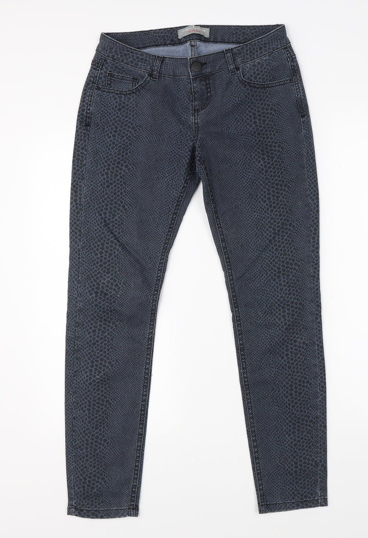 Dorothy Perkins Womens Blue Animal Print Denim Skinny Jeans Size 8 L26 in