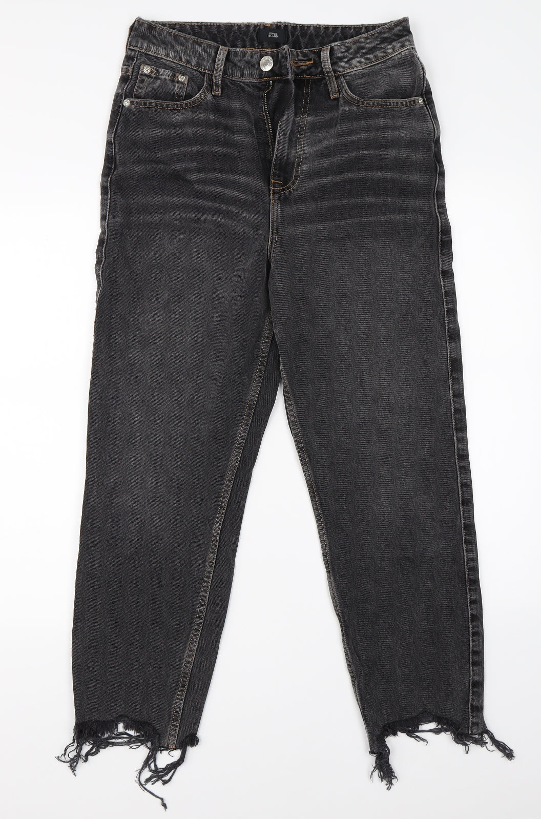 River Island Womens Black  Denim Straight Jeans Size 10 L25 in