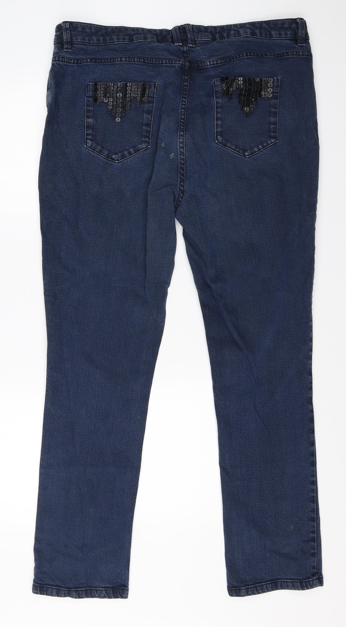 Per Una Womens Blue  Denim Straight Jeans Size 22 L27 in