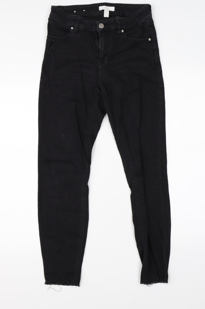 H&M Womens Black  Denim Skinny Jeans Size 6 L25 in