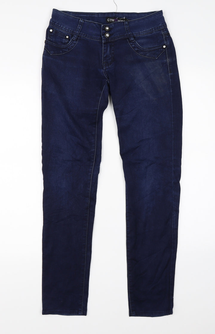 CTM Moda Womens Blue Denim Skinny Jeans Size 27 in L30 in