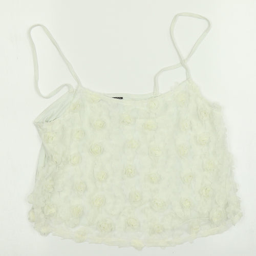 Topshop Womens White Floral  Cropped Tank Size 10