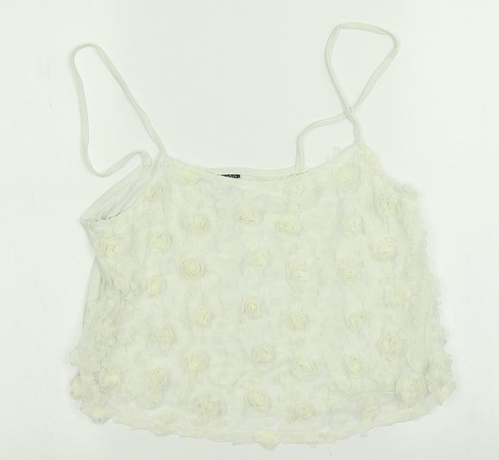 Topshop Womens White Floral Cropped Tank Size 10