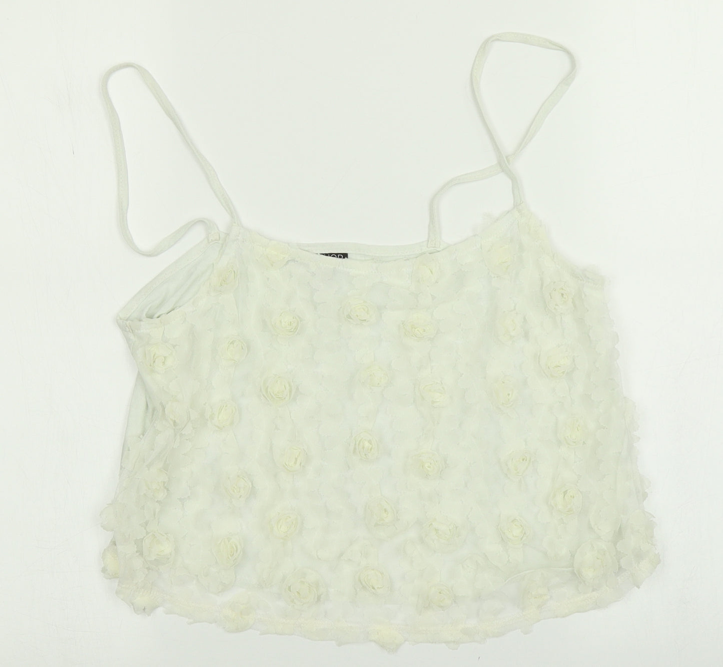 Topshop Womens White Floral  Cropped Tank Size 10