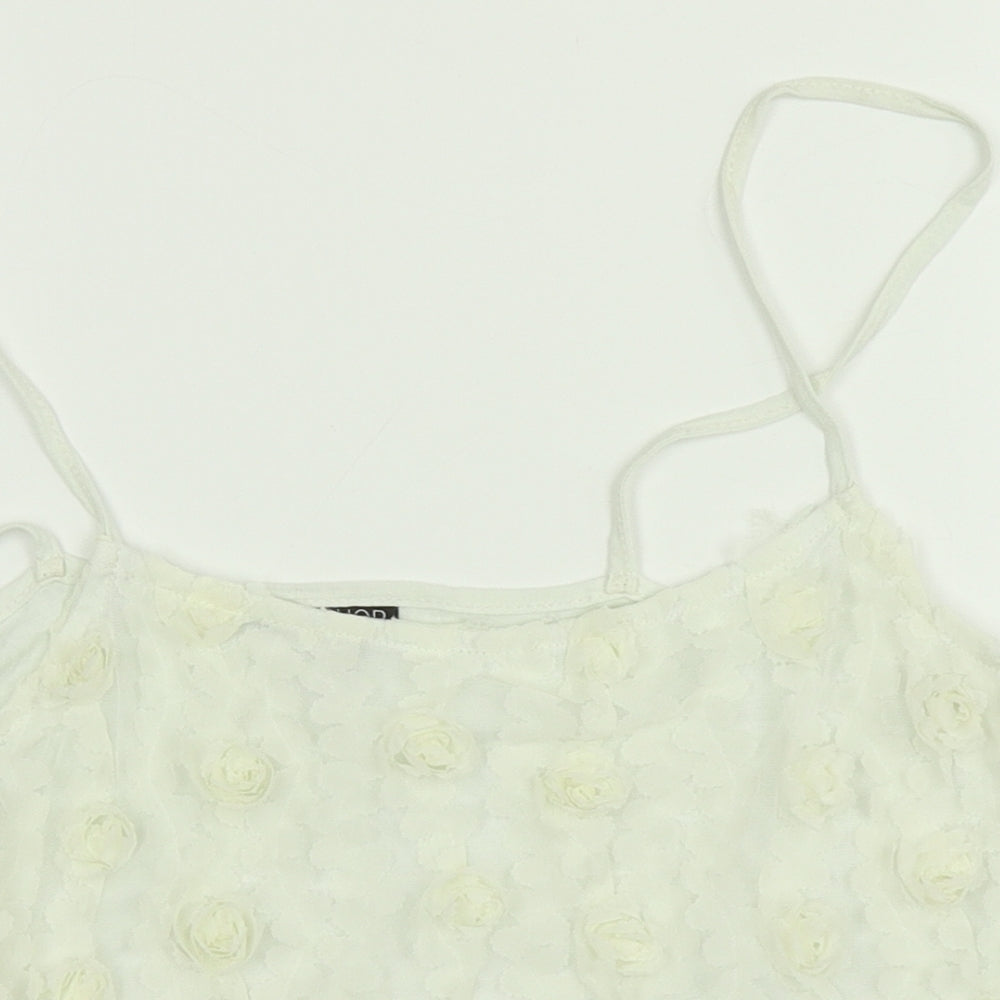 Topshop Womens White Floral  Cropped Tank Size 10