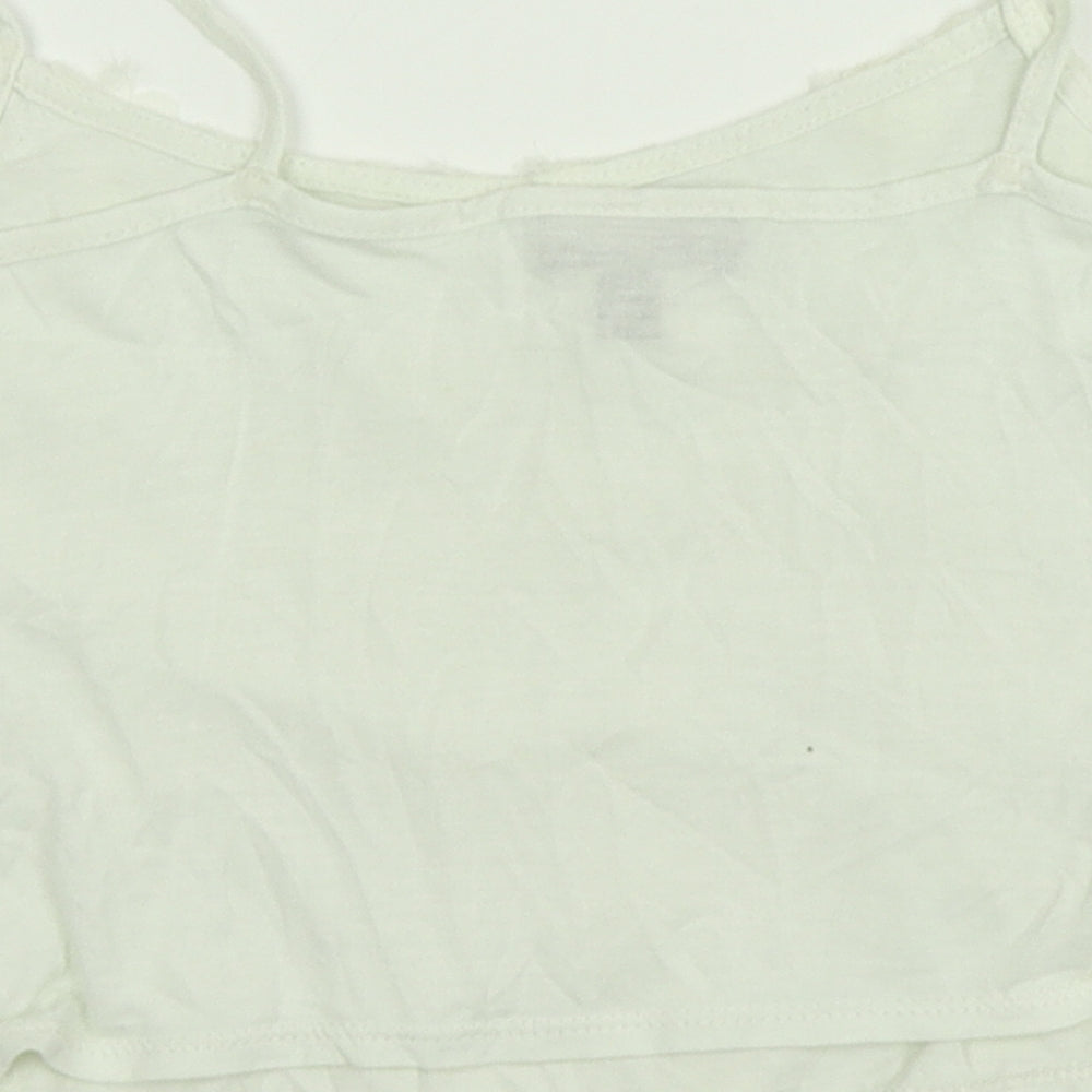 Topshop Womens White Floral  Cropped Tank Size 10