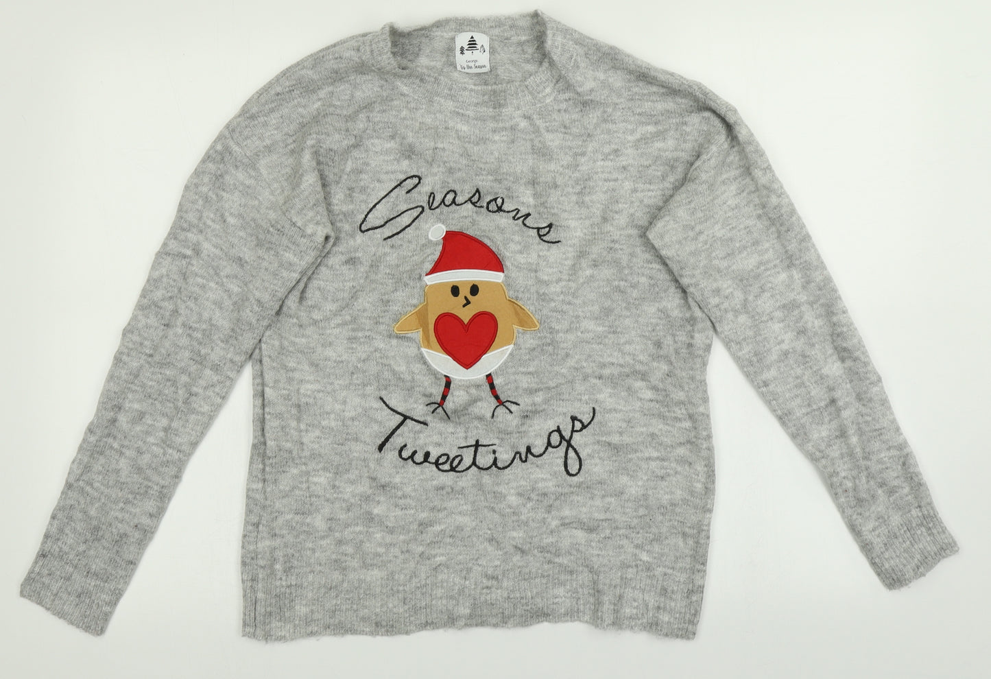 George Womens Grey   Pullover Jumper Size S  - Christmas jumper