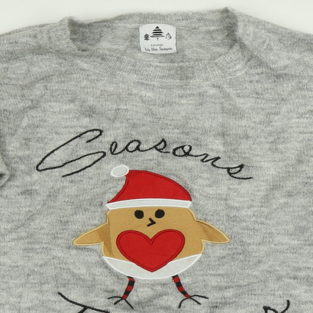George Womens Grey   Pullover Jumper Size S  - Christmas jumper