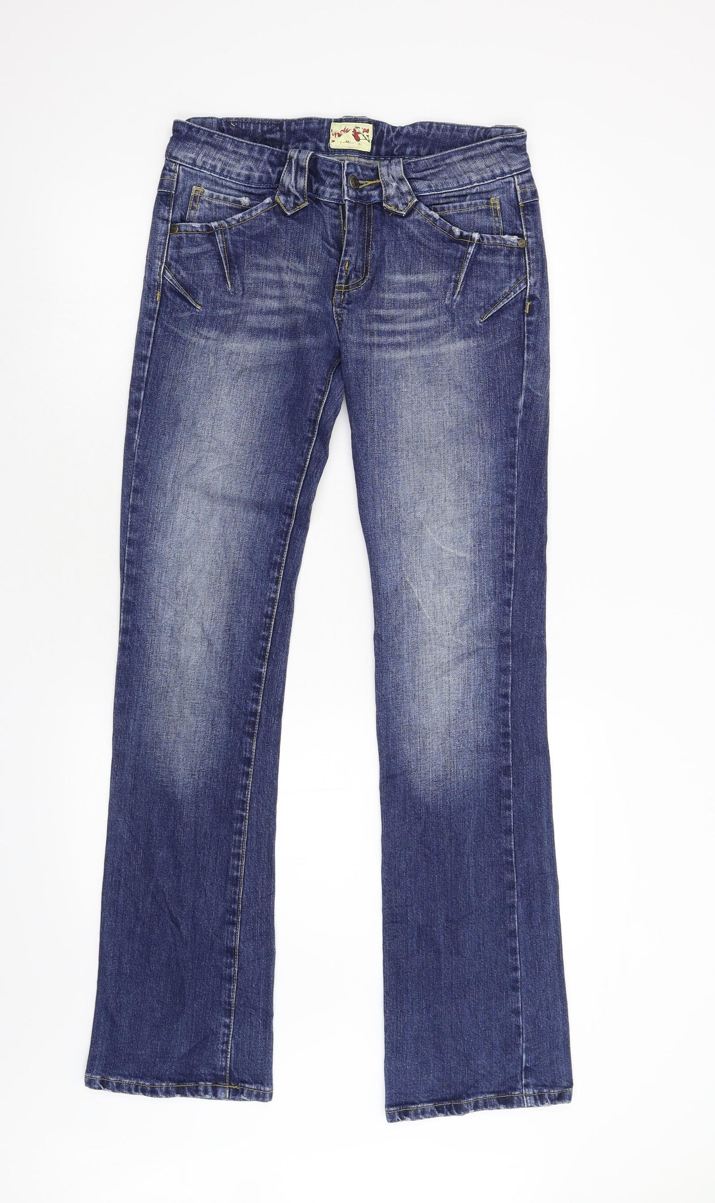 Madonra Womens Blue  Denim Bootcut Jeans Size 12 L33 in