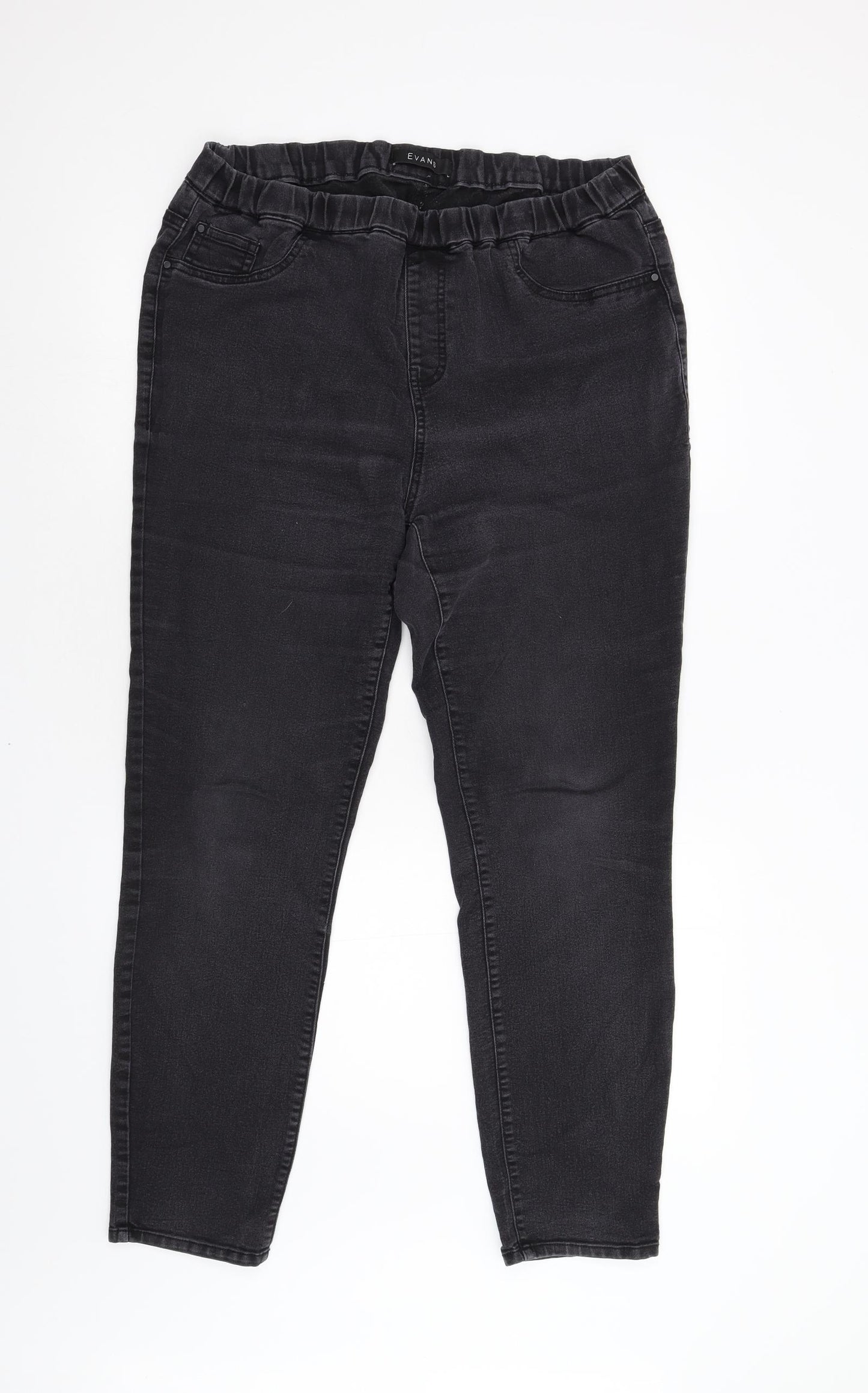 Evans Womens Black  Denim Tapered Jeans Size 18 L28 in