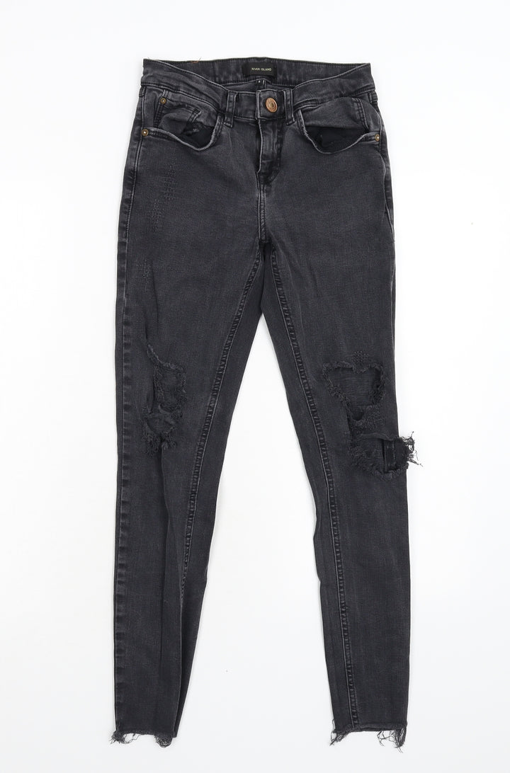 River Island Womens Black  Denim Skinny Jeans Size 8 L26 in