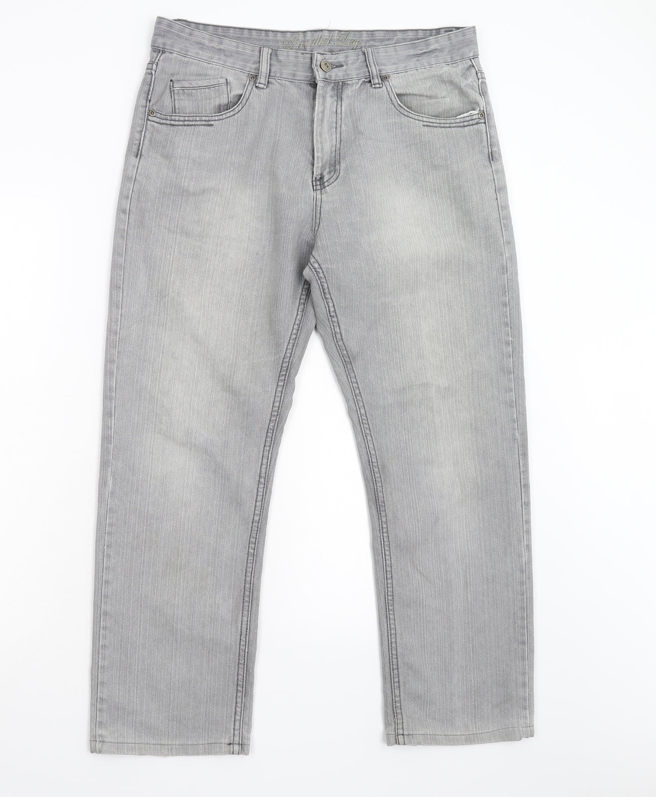 NEXT Mens Grey  Denim Straight Jeans Size 34 L27 in