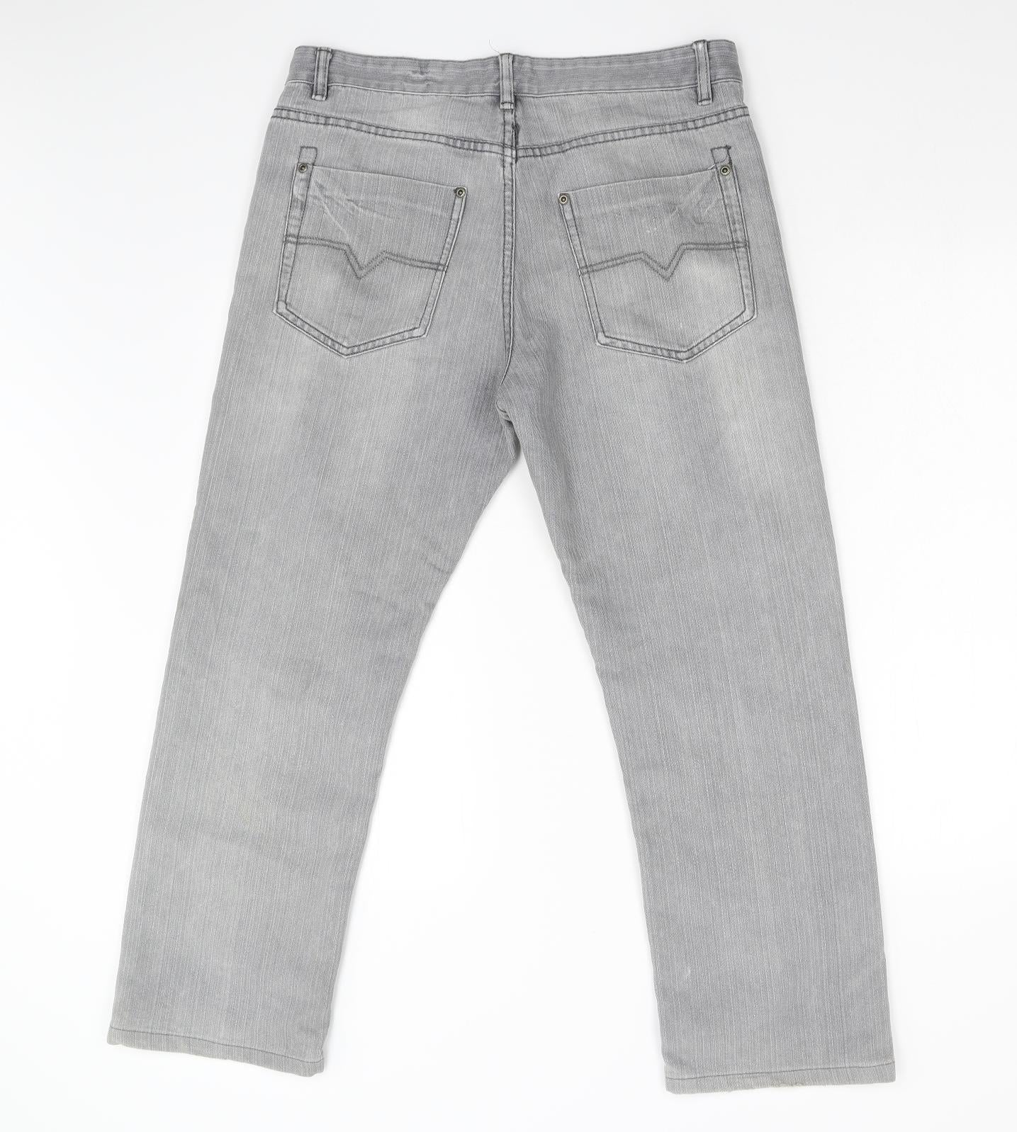 NEXT Mens Grey  Denim Straight Jeans Size 34 L27 in