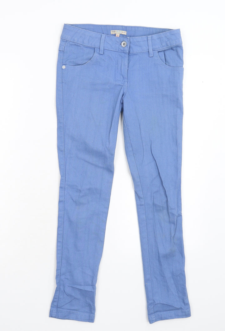 M&S Girls Blue  Damask Skinny Jeans Size 11 Years