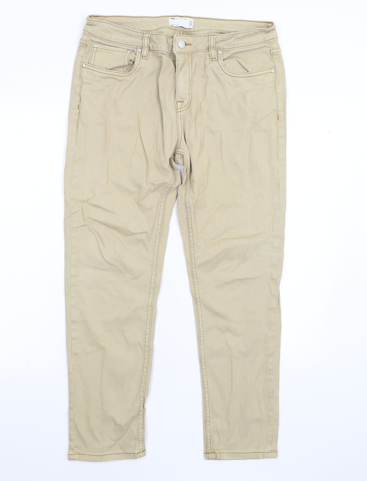 ASOS Mens Beige  Denim Straight Jeans Size 34 L30 in