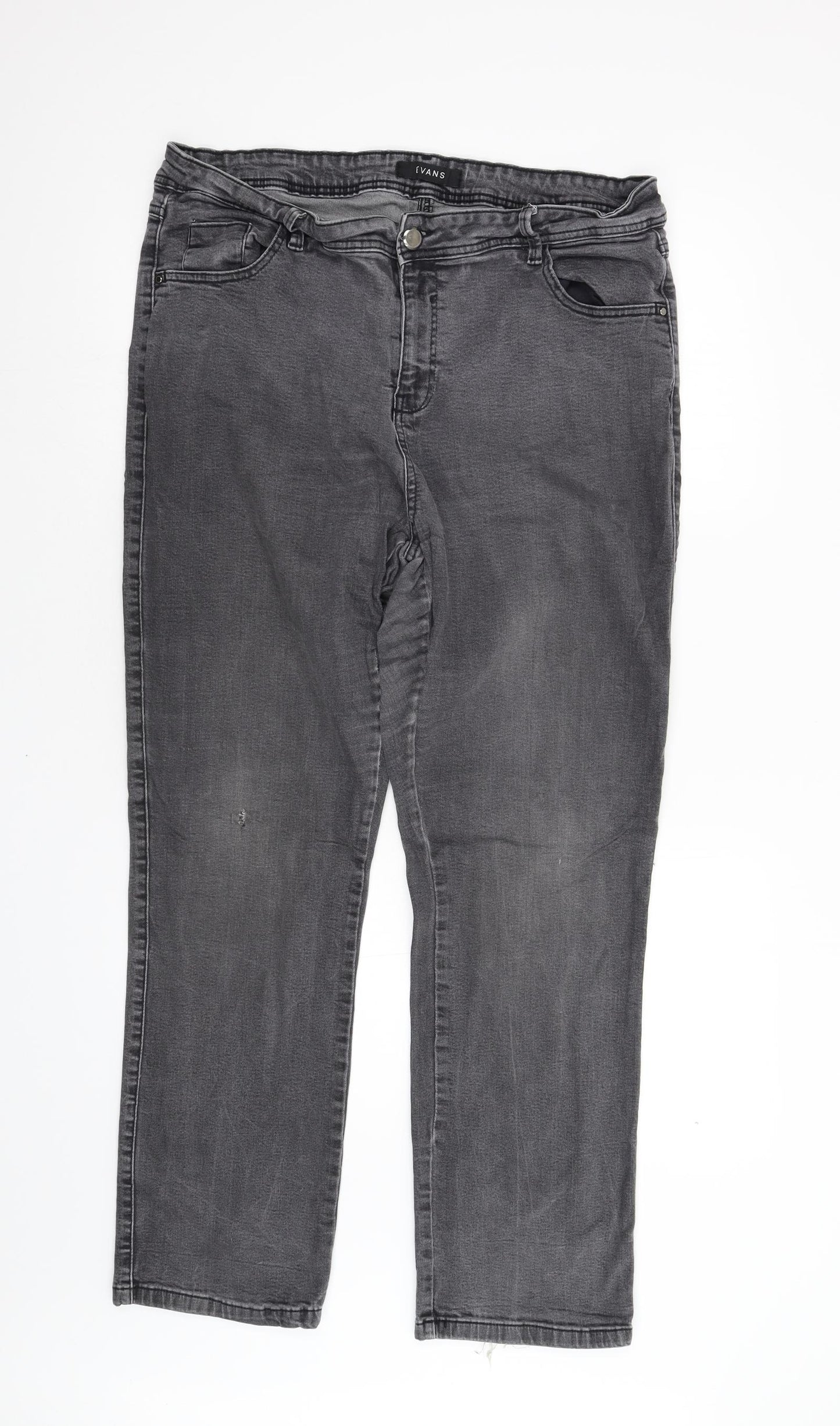 Evans Womens Black  Denim Straight Jeans Size 20 L29 in