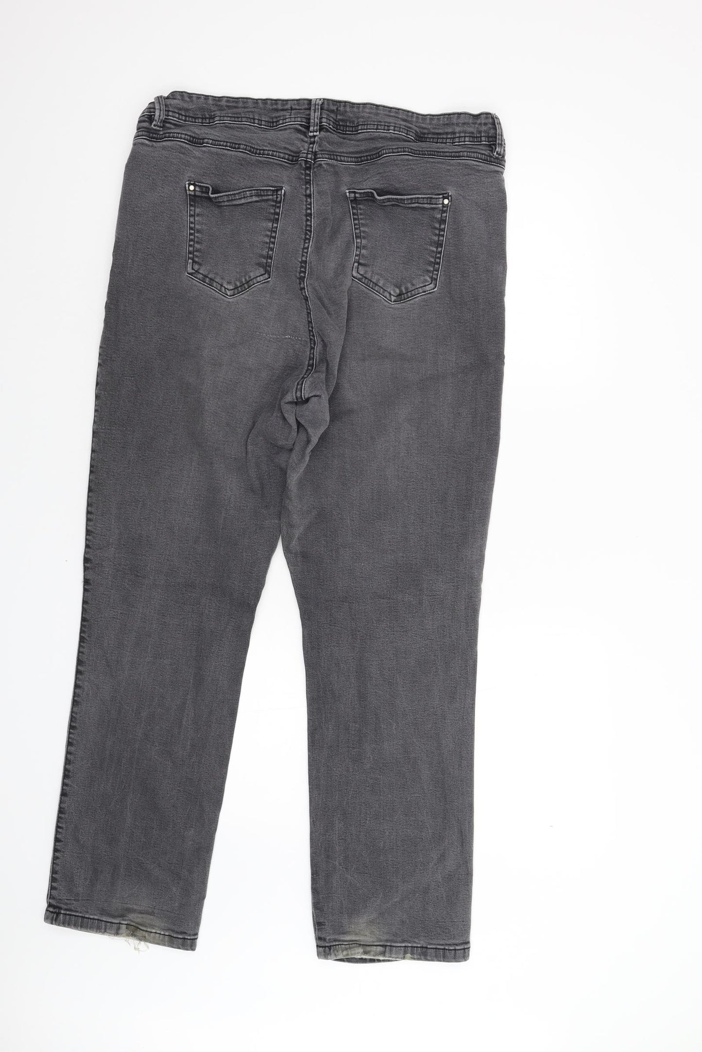 Evans Womens Black  Denim Straight Jeans Size 20 L29 in