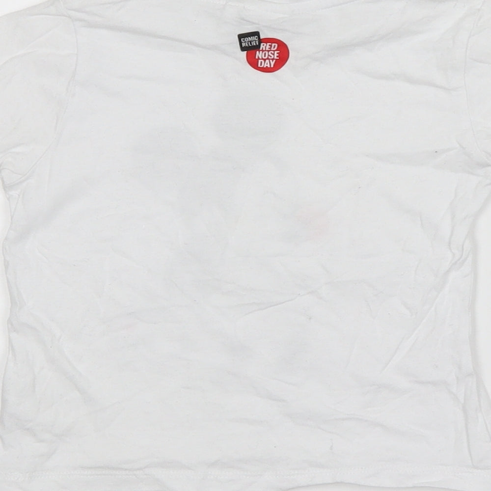 Preworn Boys White   Basic T-Shirt Size 2-3 Years  - Mickey Mouse, Comic Relief, Red Nose Day
