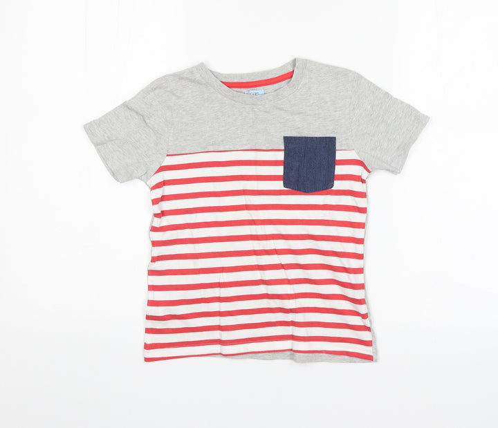 F&F Boys Grey Striped Basic T-Shirt