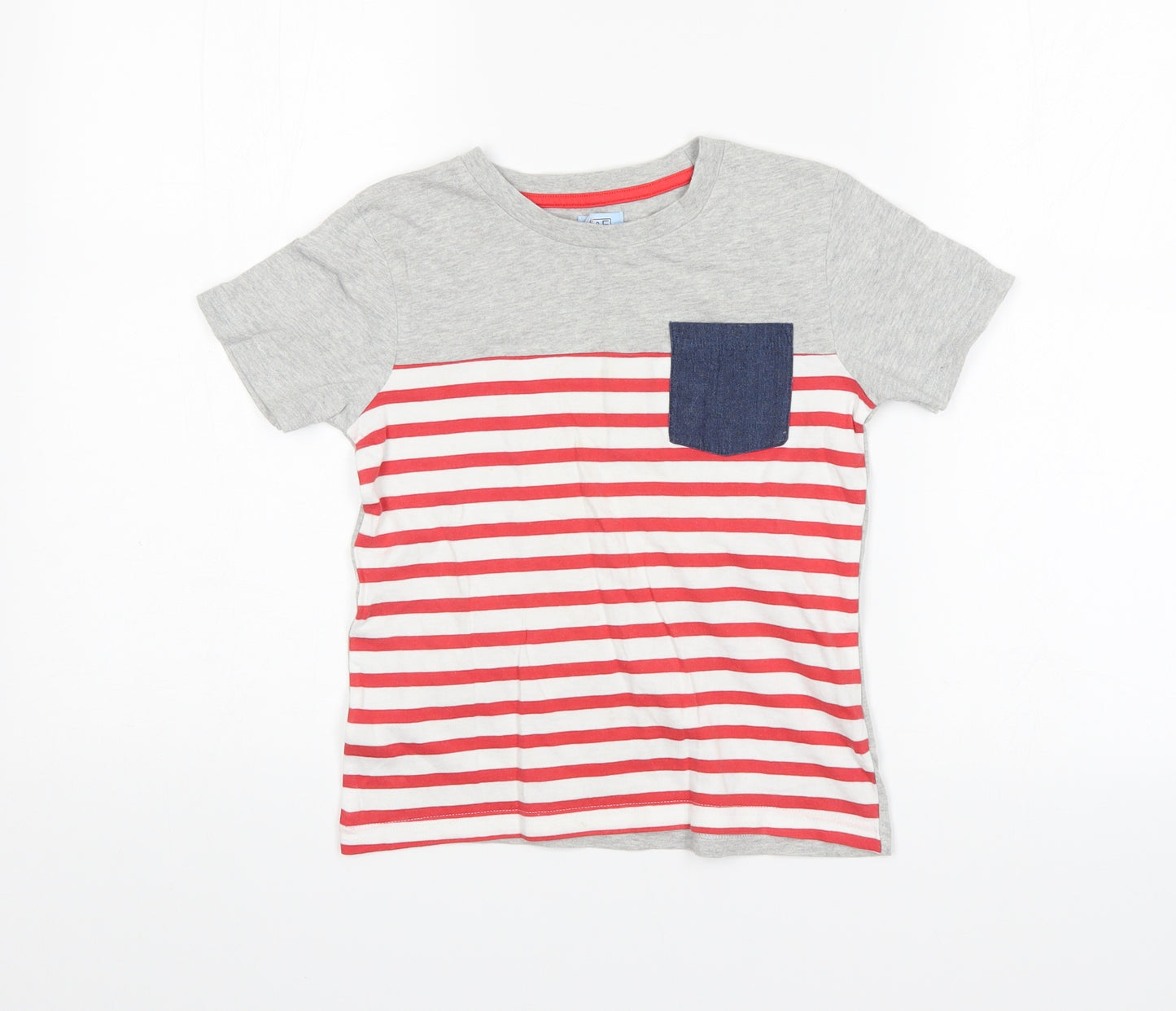 F&F Boys Grey Striped  Basic T-Shirt