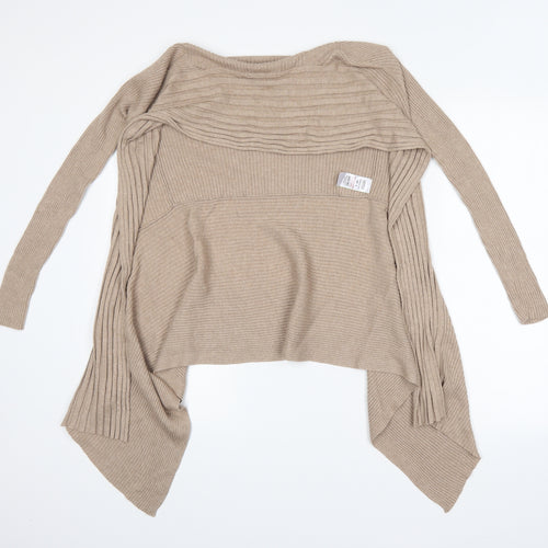 M&S Womens Beige Striped  Cardigan Jumper Size 8