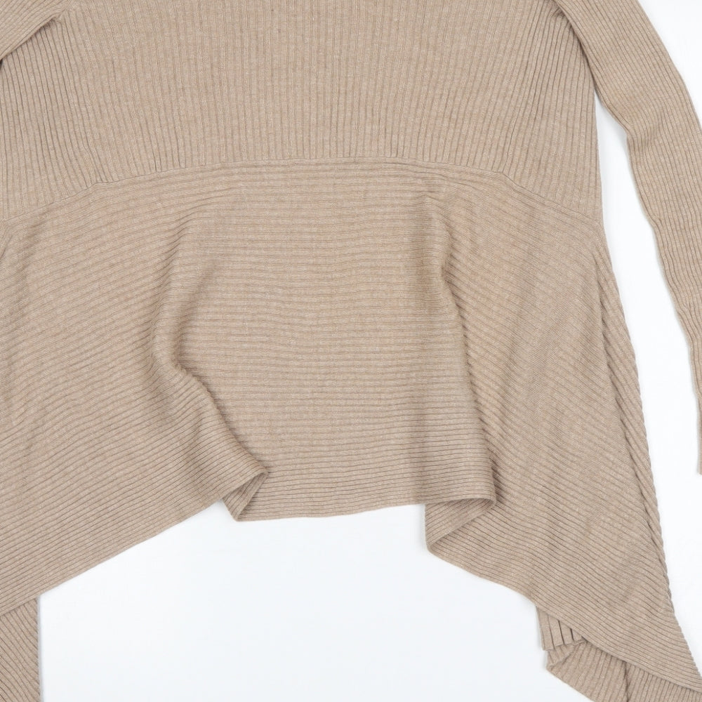 M&S Womens Beige Striped  Cardigan Jumper Size 8