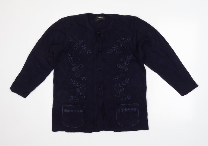 Preworn Womens Purple Floral Cardigan Jumper Size L