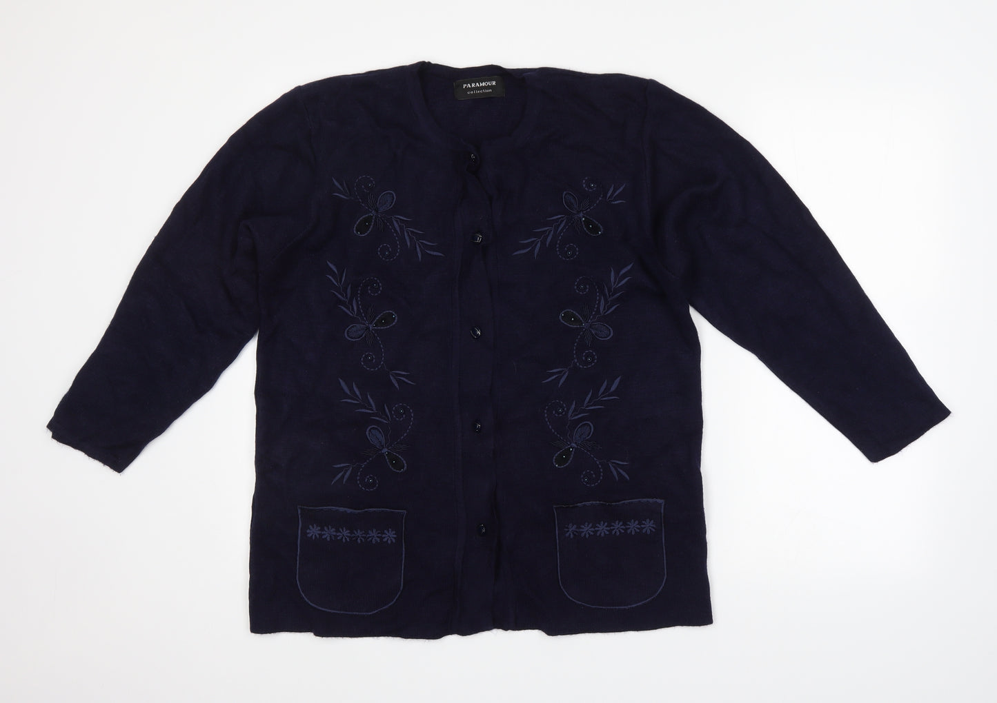 Preworn Womens Purple Floral  Cardigan Jumper Size L