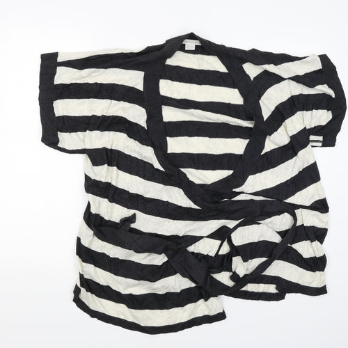 mamas & papas Womens Black Striped  Cardigan Jumper Size 16