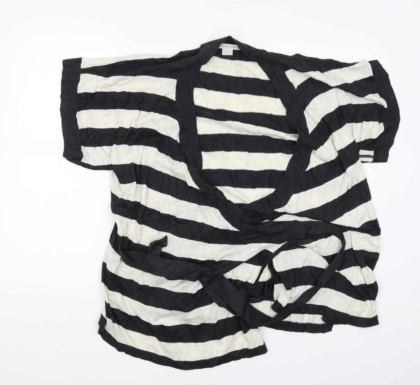 mamas & papas Womens Black Striped  Cardigan Jumper Size 16