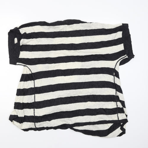 mamas & papas Womens Black Striped  Cardigan Jumper Size 16
