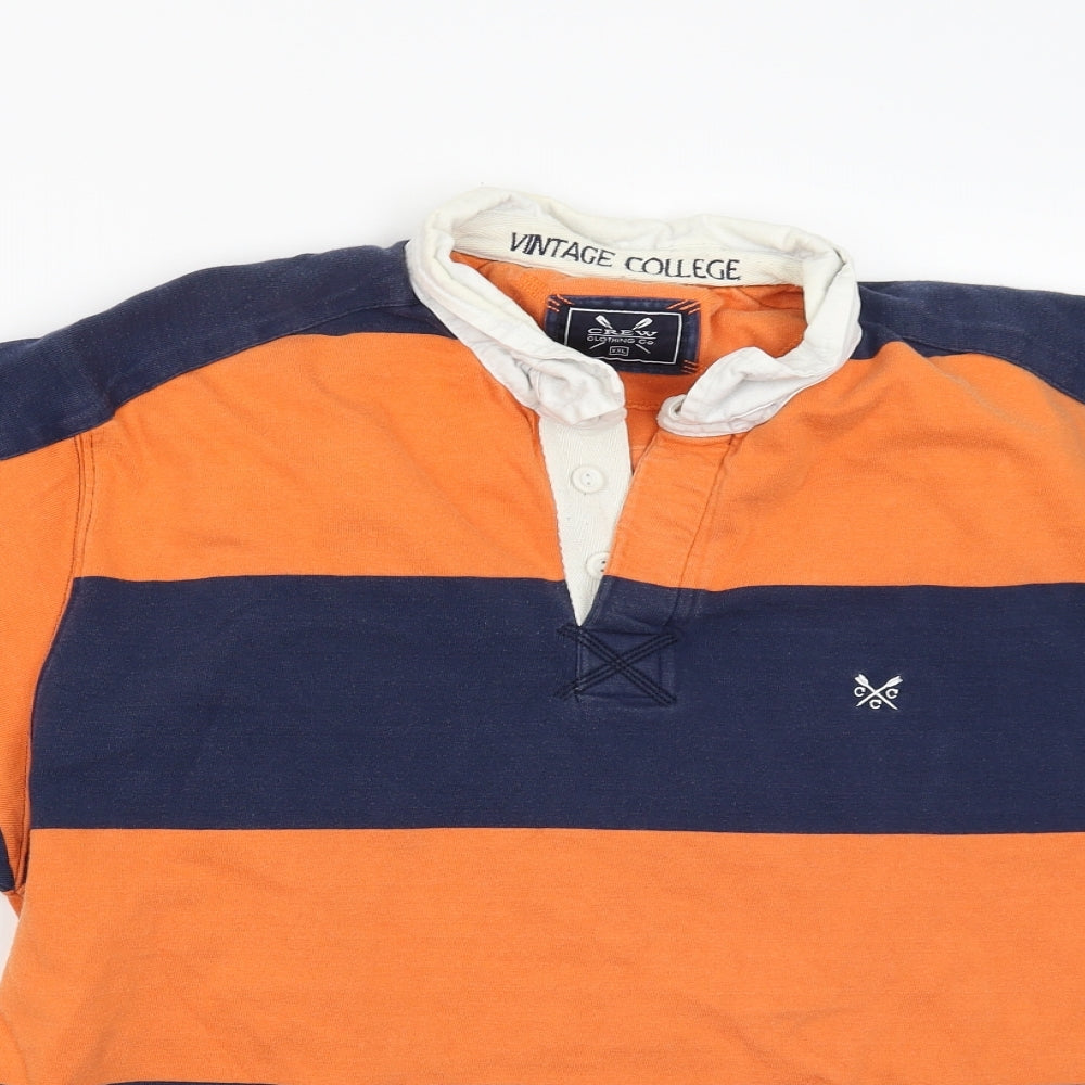 Crew Clothing Mens Orange Striped   Polo Size 2XL