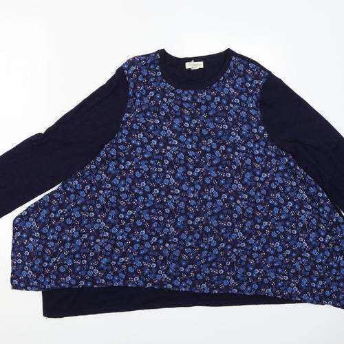 Monsoon Womens Blue Floral  Pullover Jumper Size 14