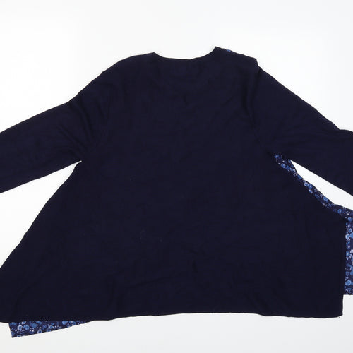 Monsoon Womens Blue Floral  Pullover Jumper Size 14